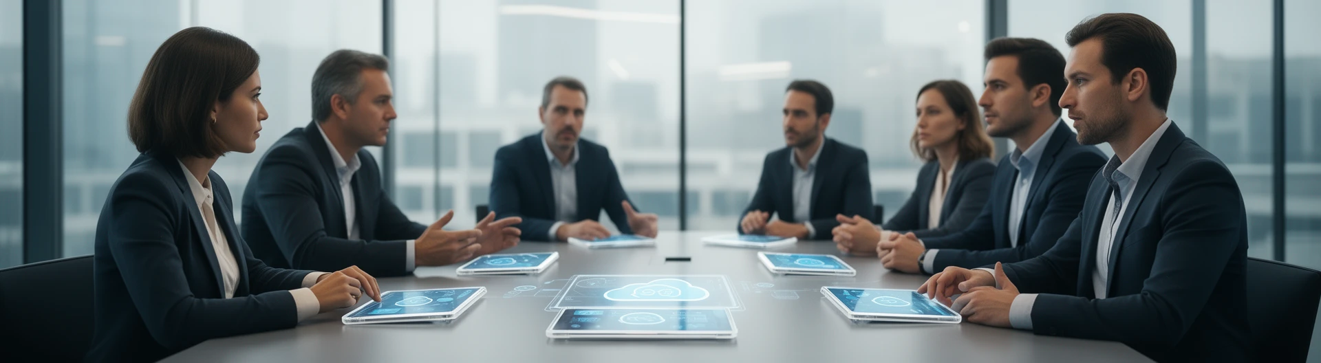 Business team reviewing secure cloud storage, access controls and recovery