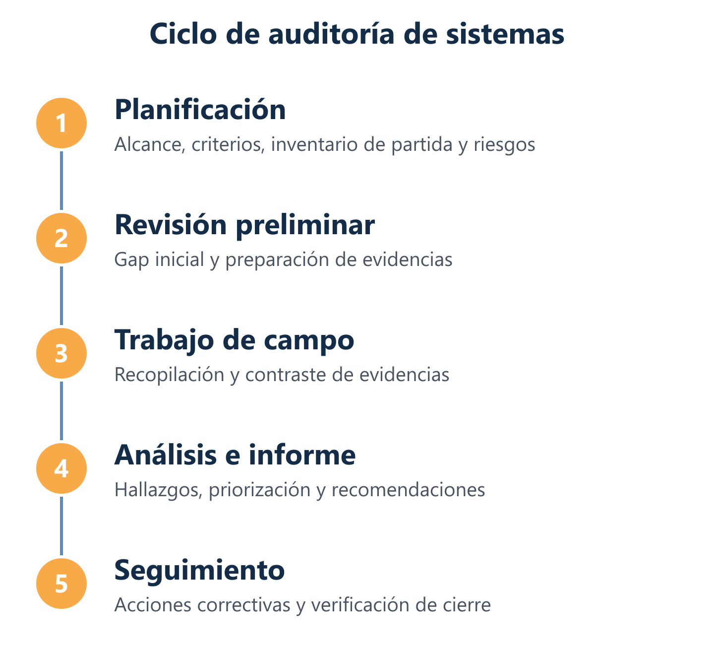 Flujo de auditoría informática de sistemas por etapas