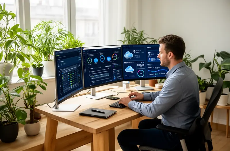 IT support technician working with a business client in Majadahonda