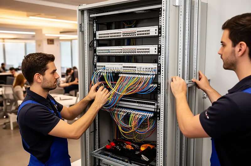 Structured cabling rack in a Barcelona office