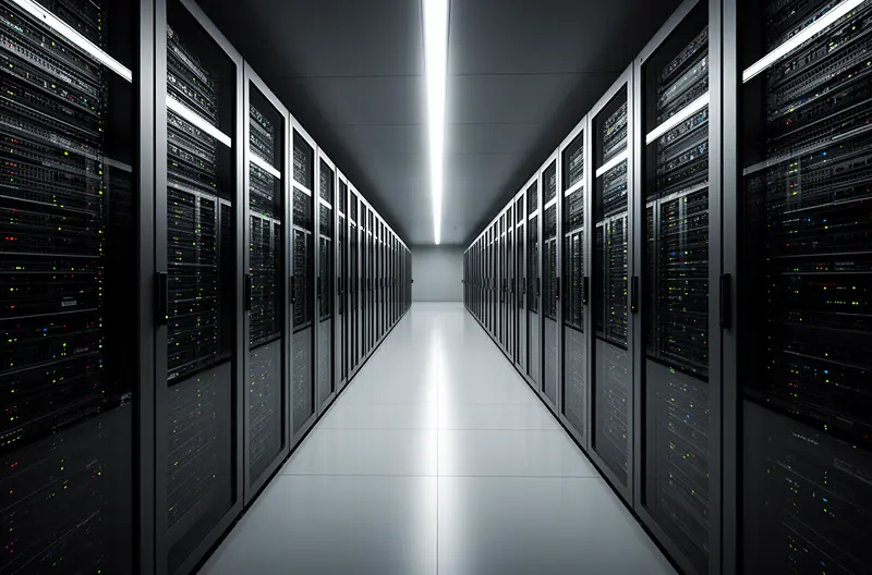 Technician configuring a PBX rack in a Madrid office