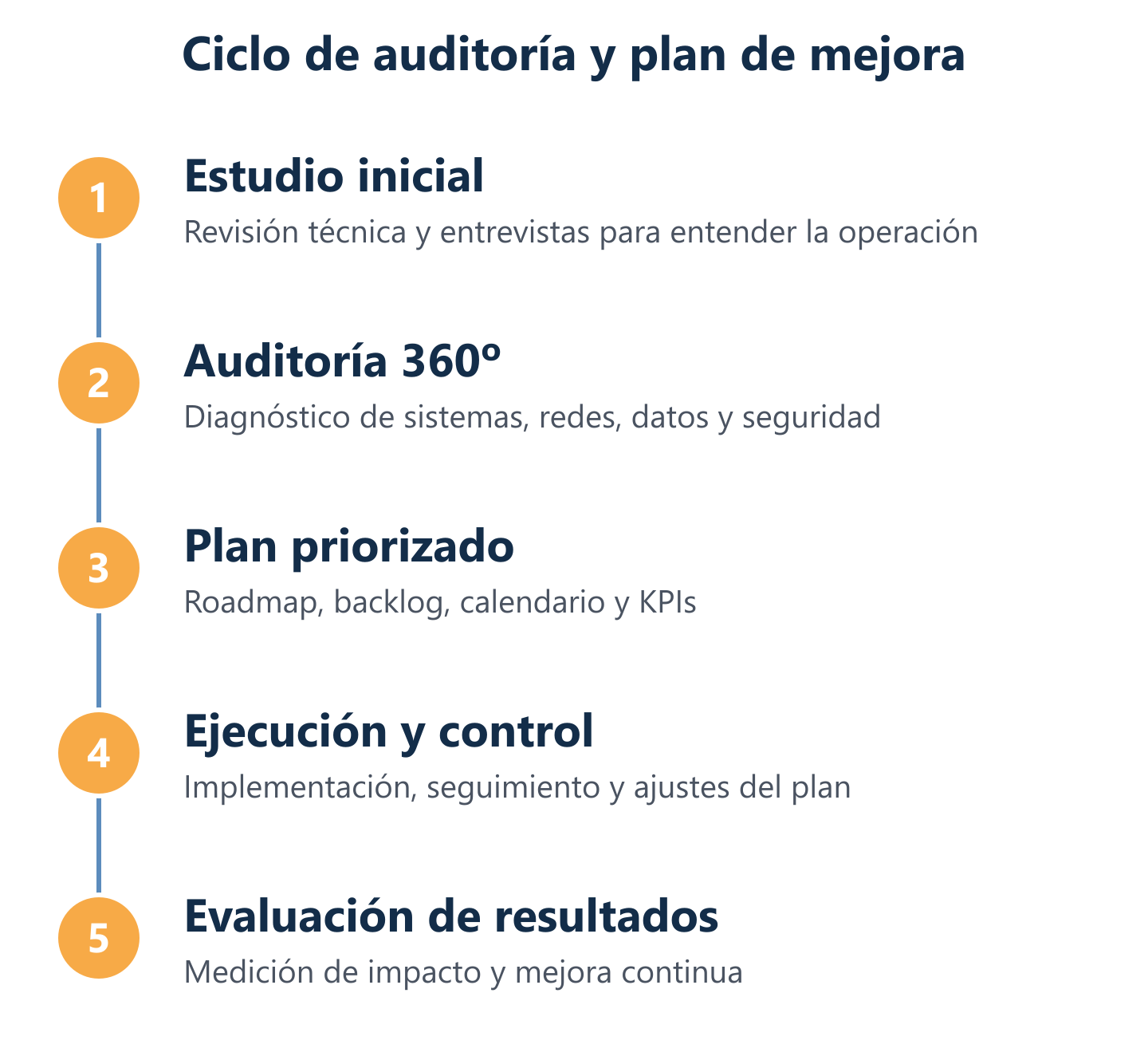 Diagrama del ciclo de auditoría y plan de mejora IT