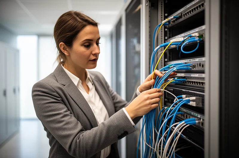 Certified cabling test results and organised patch panel