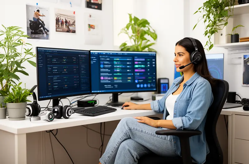 Especialista prestando soporte remoto para Helpdesk IT para empresas: servicio gestionado y soporte con SLA Especialista prestando soporte remoto para Helpdesk IT para empresas: servicio gestionado y soporte con SLA