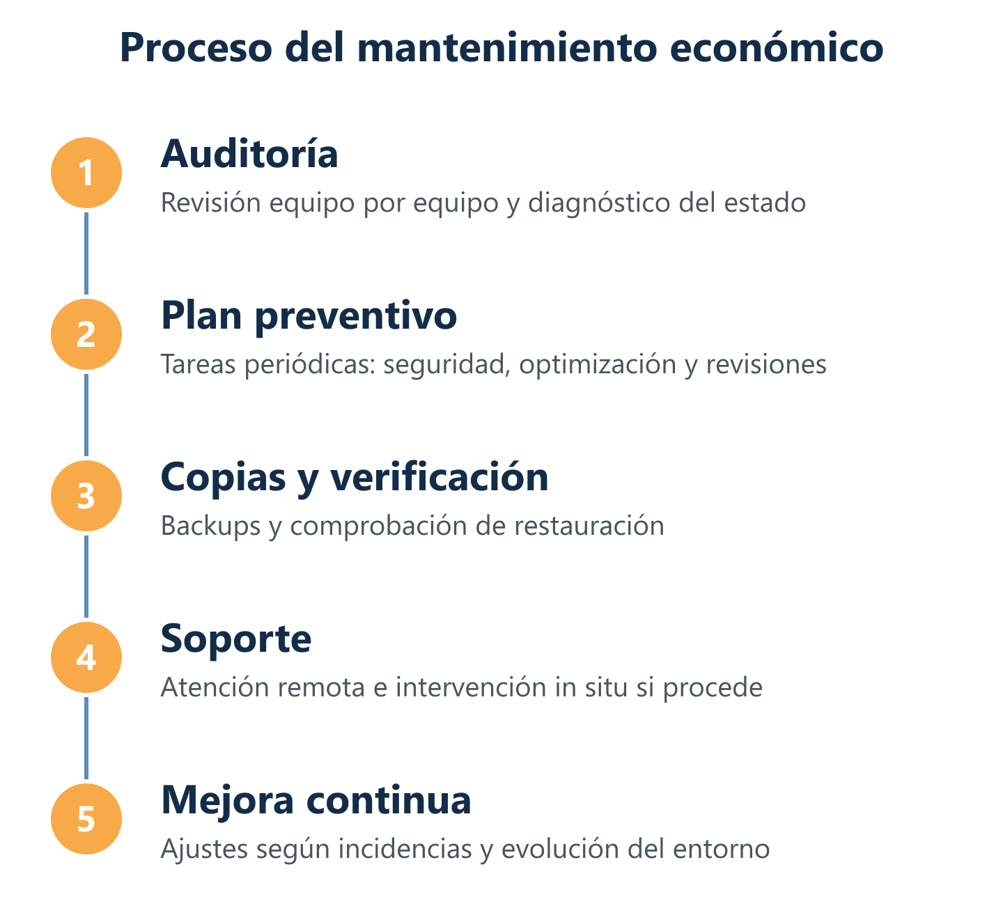 Ciclo de mantenimiento económico: auditar, prevenir, asegurar y dar soporte