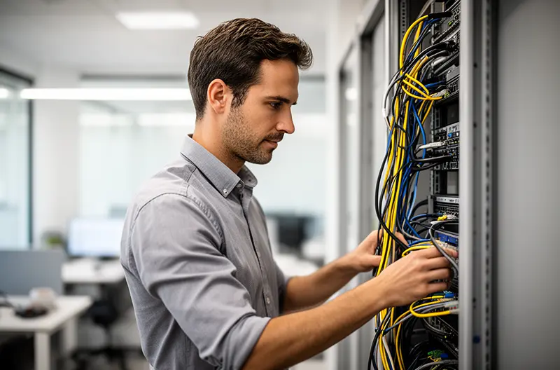 Equipa técnica a trabalhar em Assistência Informática em Valência