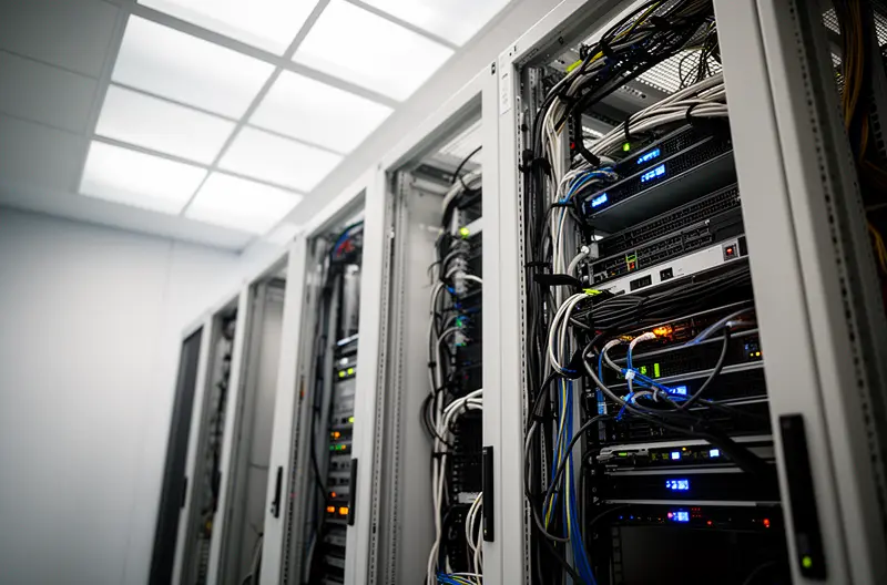 Business office with secure IT infrastructure and monitoring