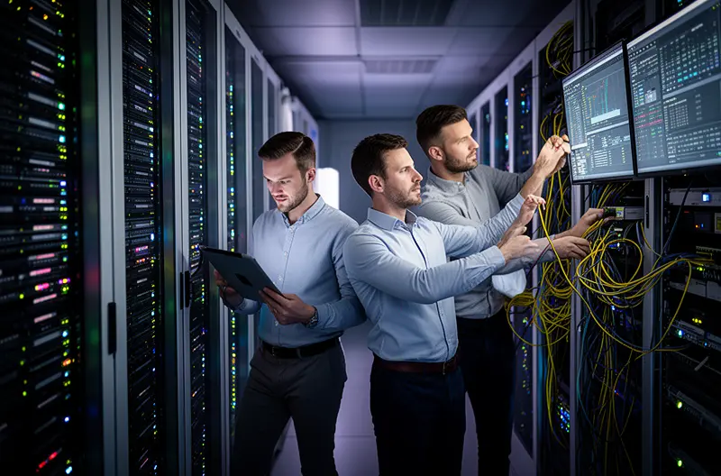 IT support technician reviewing business systems in Almeria