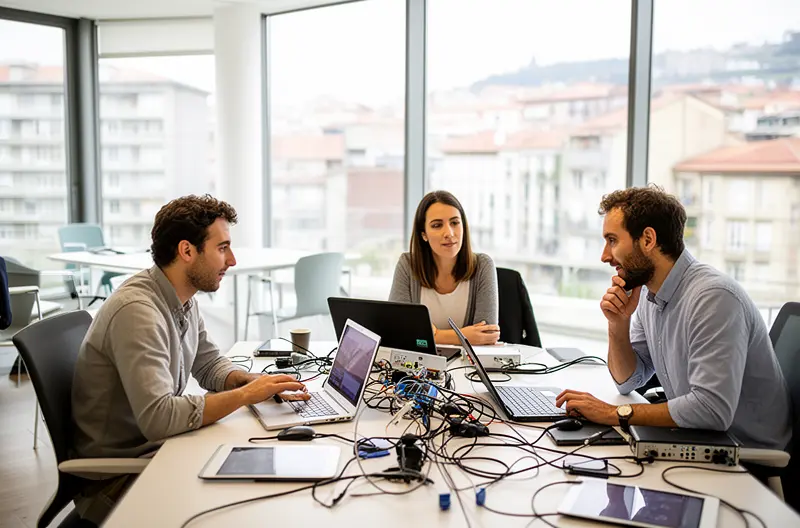 IT support technician coordinating remote and on-site assistance in Asturias