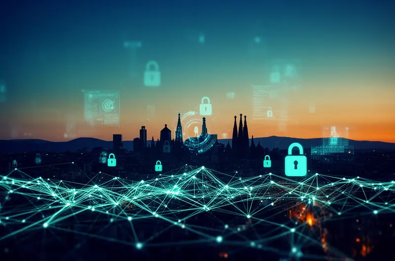 Technician performing endpoint security checks in a Barcelona workspace