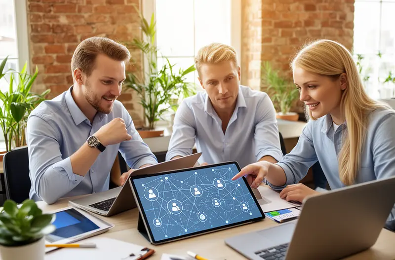 Business team using secure devices while IT support is managed