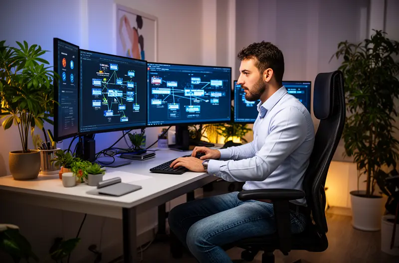 Technician supporting a business IT setup in Cuenca