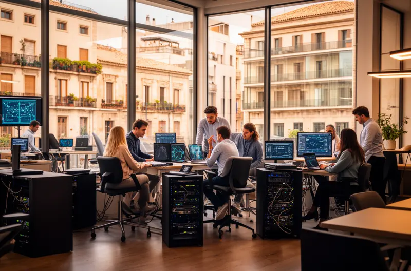 Technician working on business IT equipment in Girona