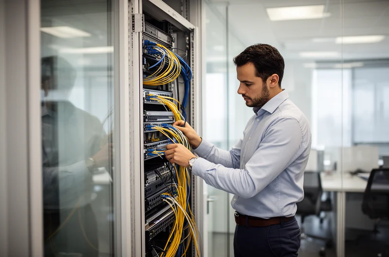 Equipa técnica a trabalhar em Instalação de redes informáticas em Madrid
