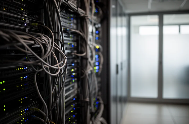Sala técnica que suporta operações de outsourcing IT Sala técnica que suporta operações de outsourcing IT