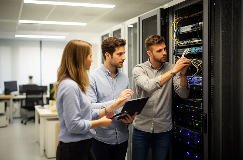 IT support team maintaining servers and network infrastructure in Madrid IT support team maintaining servers and network infrastructure in Madrid