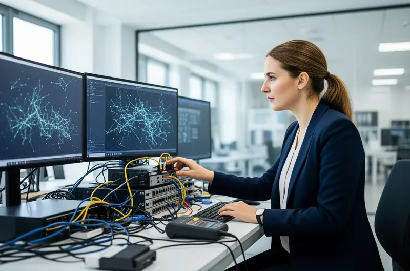 Especialista supervisando redes y ciberseguridad para una empresa de Madrid Especialista supervisando redes y ciberseguridad para una empresa de Madrid